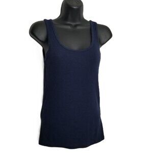 Time and Tru Ribbed Tank Top M Navy Blue Soft Modal Layering Basic